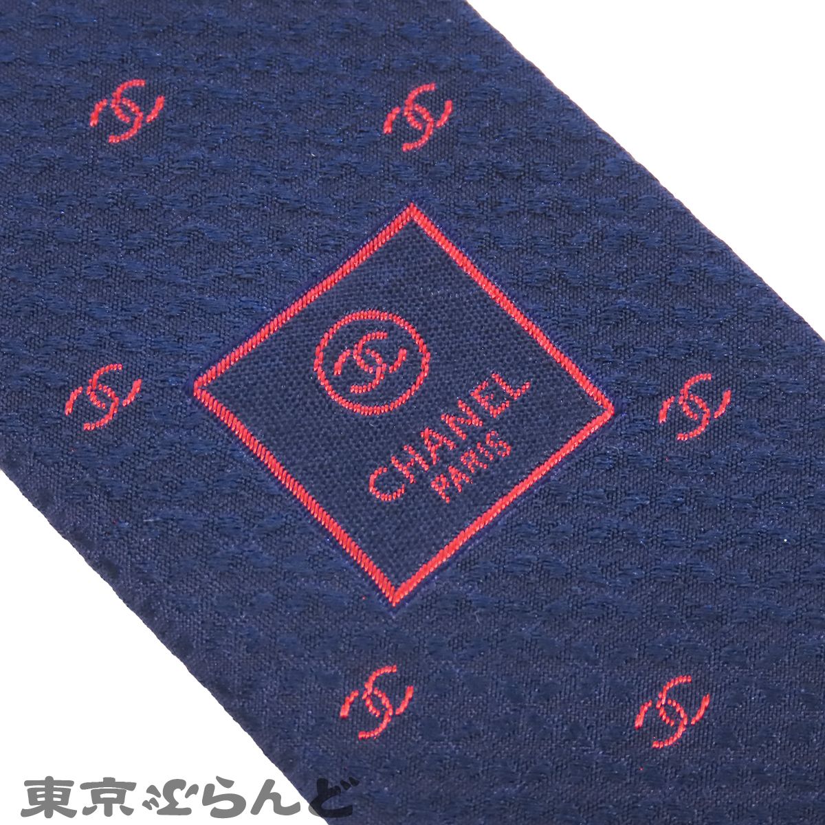 世界最高峰　CHANELシャネル CCココマーク　ネクタイ シャネル CHANEL ネクタイ ネイビーxレッド シルク ココマーク メンズ
