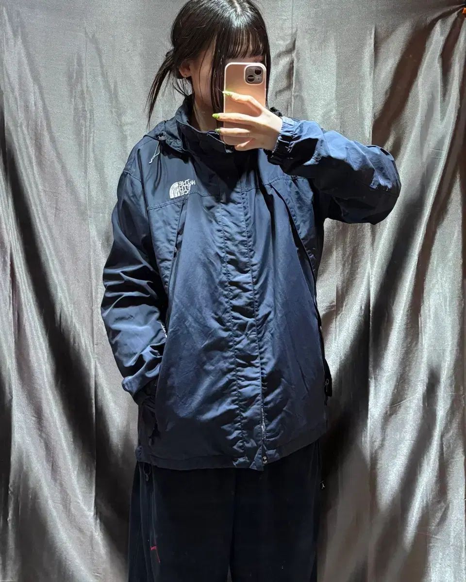 S THE NORTH FACE ザノースフェイス シンボル ロゴ ネイビー ナイロン フード ジャケット