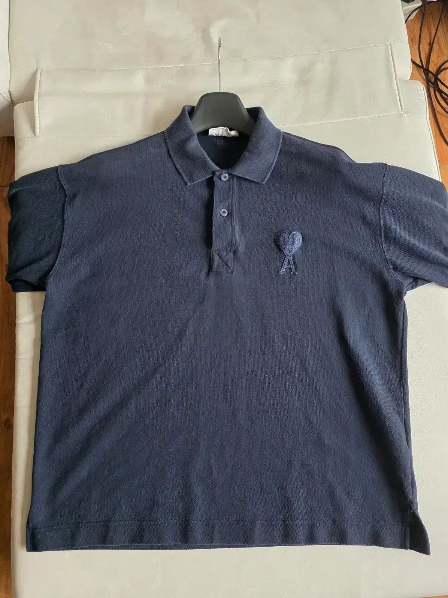 アミ ハート ロゴ ネイビー PK カラーTシャツ AMI