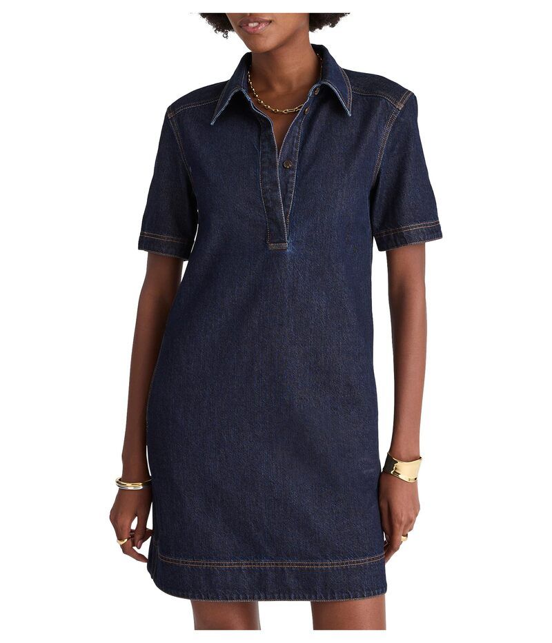 メイドウェル レディース トップス ワンピース ミニ デニム Madewell Short Sleeve Popover Denimini Dress Rinse Wash デニム