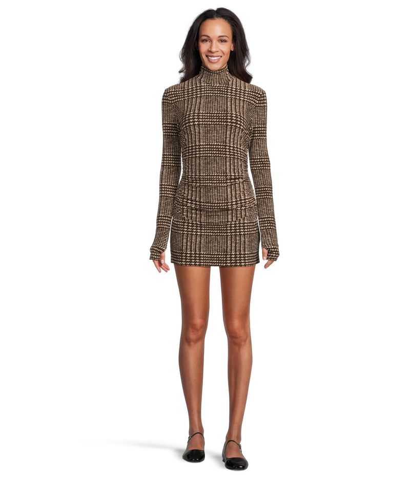 ノーマカマリ レディース トップス ワンピース タートルネック Norma Kamali Long Sleeve Turtleneck Pickleball Dress Choc Glenn Plai