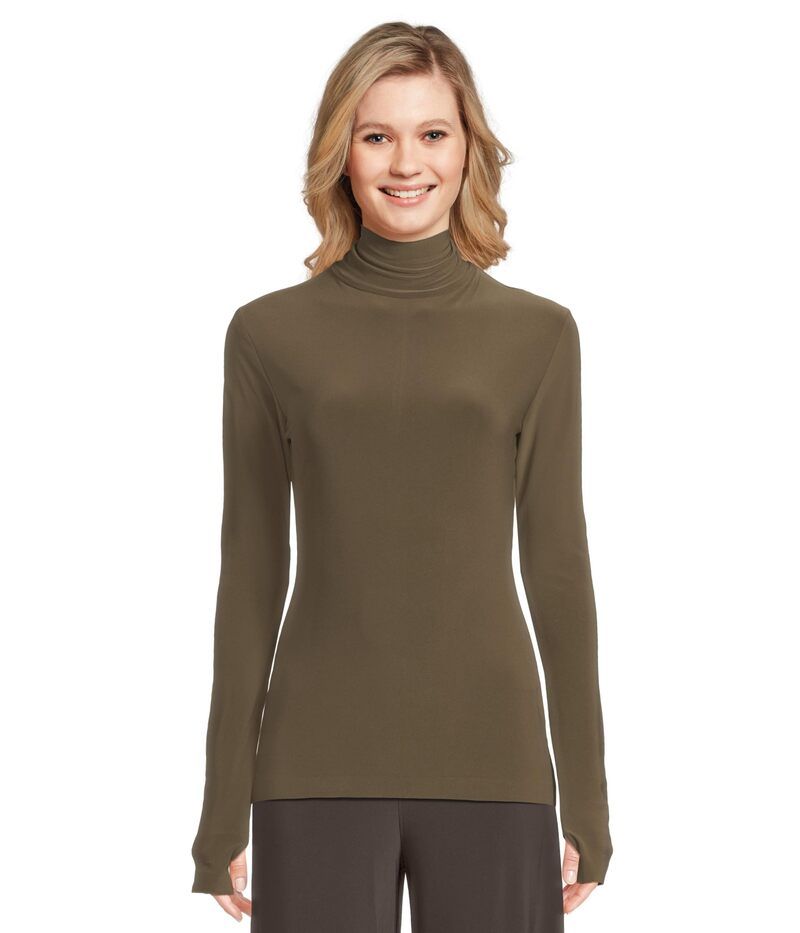 ノーマカマリ レディース アウター ニット・セーター スリムフィット Norma Kamali Slim Fit Long Sleeve Turtle Top Bark