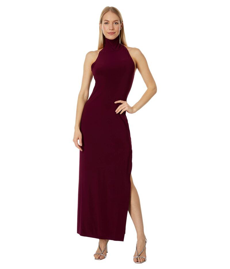 ノーマカマリ レディース トップス ワンピース サイドスリット ホルター Norma Kamali Halter Turtle Side Slit Gown Plum プラム