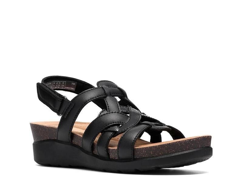 クラークス レディース シューズ サンダル ClarksCalenne Gracie Wedge Sandal Black ブラック