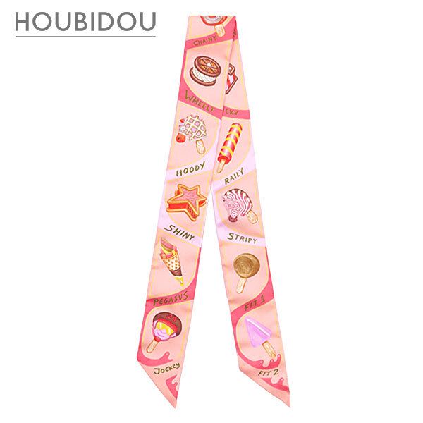 エルメス HERMES スカーフ ツイリー シルク ローズプードル×コライユ×イエロー 【FUNNY ICE CREAM/ファニー アイスクリーム】 H064109S 【箱】【中古】