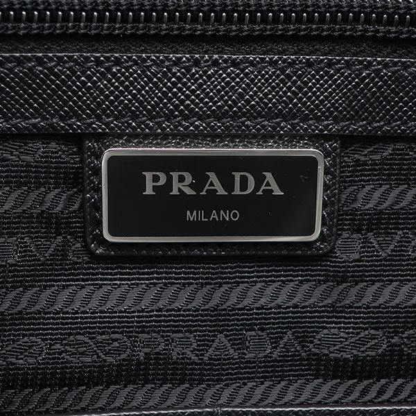 プラダ PRADA 2WAYバッグ ナイロン ブリーフケース ナイロン レザー ブラック シルバー金具 黒 ビジネスバッグ ショルダー トライアングルロゴ 2VE661 【保存袋】【中古】