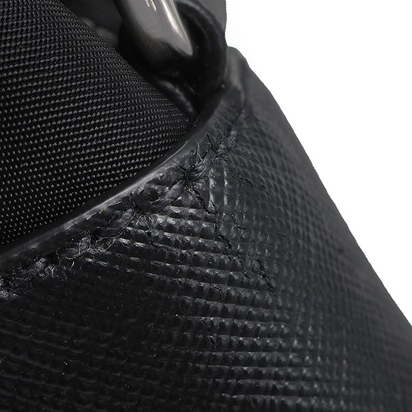 プラダ PRADA 2WAYバッグ ナイロン ブリーフケース ナイロン レザー ブラック シルバー金具 黒 ビジネスバッグ ショルダー トライアングルロゴ 2VE661 【保存袋】【中古】