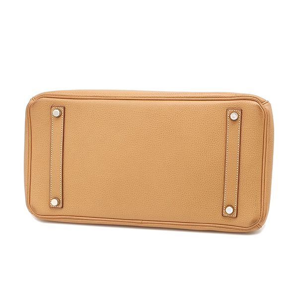 エルメス HERMES ハンドバッグ バーキン35 レザー ヴァッシュリエージュ ナチュラル シルバー金具 茶 □J【中古】