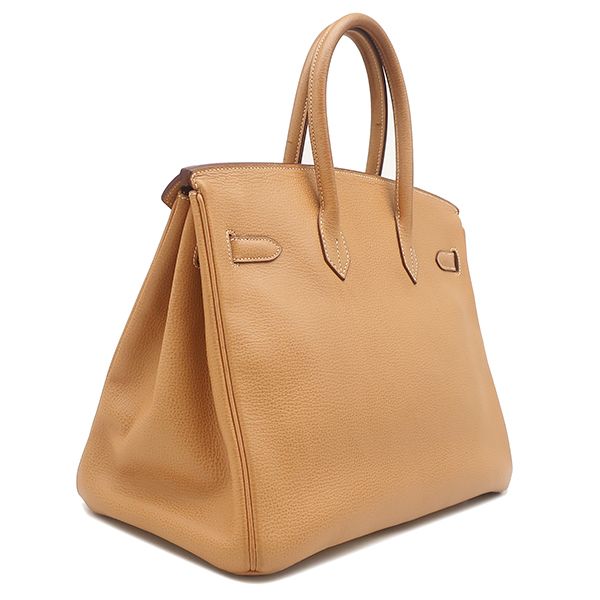 エルメス HERMES ハンドバッグ バーキン35 レザー ヴァッシュリエージュ ナチュラル シルバー金具 茶 □J【中古】