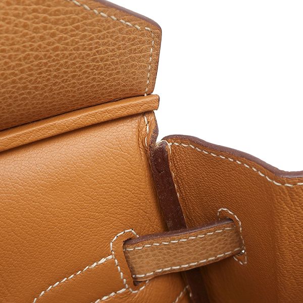 エルメス HERMES ハンドバッグ バーキン35 レザー ヴァッシュリエージュ ナチュラル シルバー金具 茶 □J【中古】