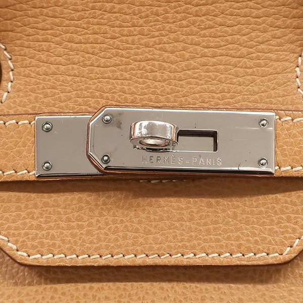 エルメス HERMES ハンドバッグ バーキン35 レザー ヴァッシュリエージュ ナチュラル シルバー金具 茶 □J【中古】