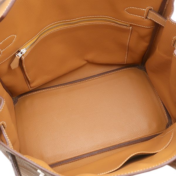 エルメス HERMES ハンドバッグ バーキン35 レザー ヴァッシュリエージュ ナチュラル シルバー金具 茶 □J【中古】