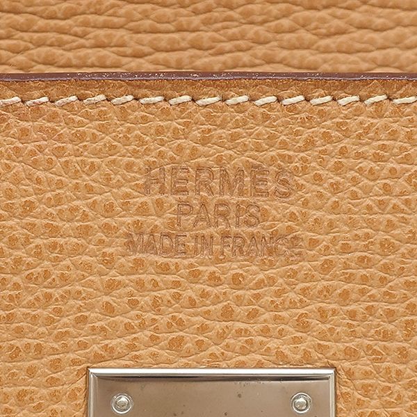 エルメス HERMES ハンドバッグ バーキン35 レザー ヴァッシュリエージュ ナチュラル シルバー金具 茶 □J【中古】