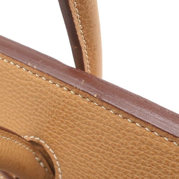 エルメス HERMES ハンドバッグ バーキン35 レザー ヴァッシュリエージュ ナチュラル シルバー金具 茶 □J【中古】