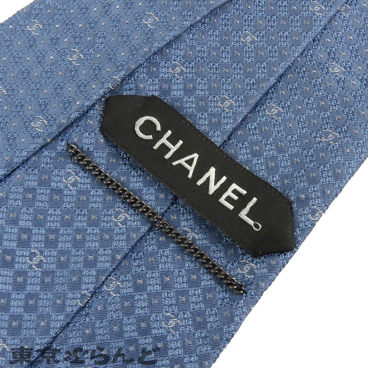 シャネル CHANEL ネクタイ ブルー 青 シルク ココマーク ドット柄 メンズ 101866631