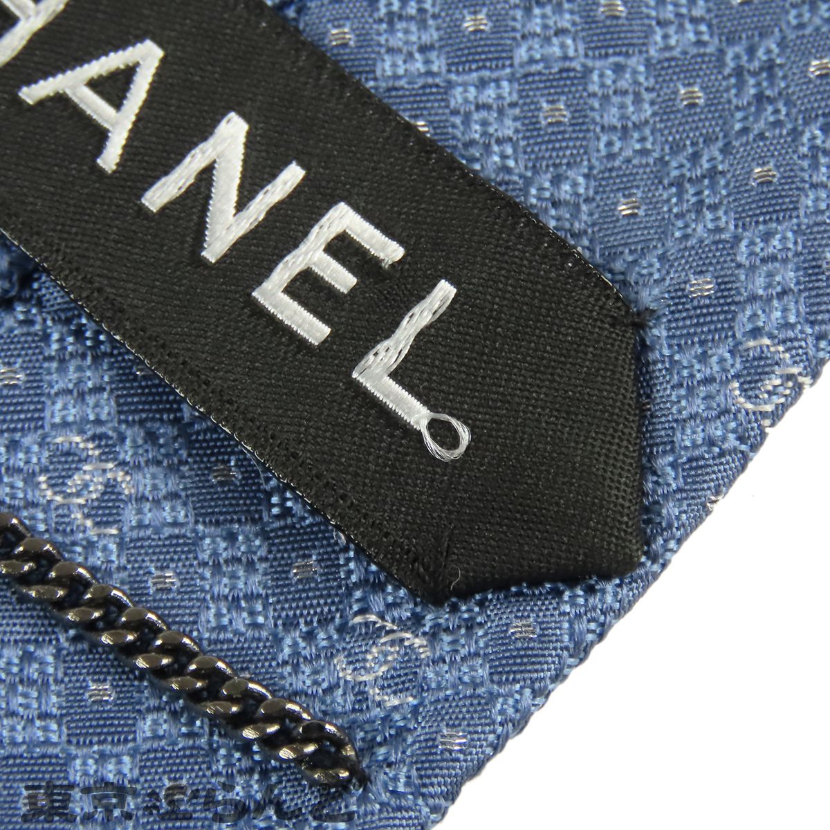 シャネル CHANEL ネクタイ ブルー 青 シルク ココマーク ドット柄 メンズ 101866631