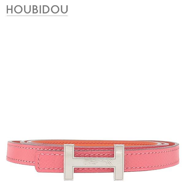 エルメス HERMES ベルト ミニ コンスタンスH ヴォースイフト ヴォーエプソン オレンジ×ローズアザレ Hバックル リバーシブル 拡張穴有り A【中古】