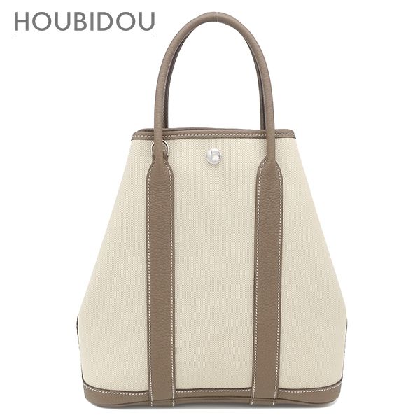 エルメス HERMES 2WAYバッグ ガーデンファイル PM ネゴンダ トワルミリタリー エトゥープ×べトン シルバー金具 グレージュ トート ショルダー トワルミリテール Z 【保存袋】【中古】