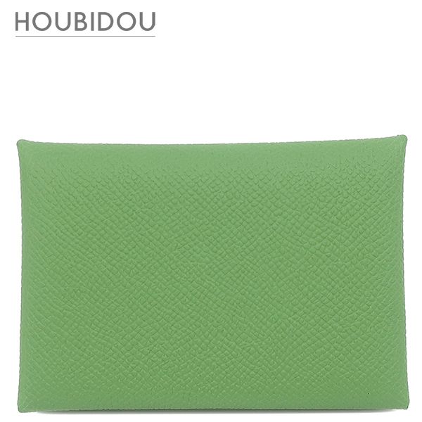 エルメス HERMES カードケース カルヴィ デュオ ヴォーエプソン ヴェールユッカ シルバー金具 新品 未使用 フラグメントケース 2025年製 K 【箱】【中古】