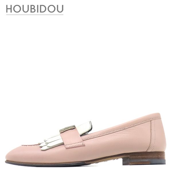 エルメス HERMES ローファー ロワイヤル ローファー ゴートスキン カーフ ローズポーセリン×ホワイト #35 シルバー金具 フリンジ H金具 モカシン H241072Z 【箱】【中古】