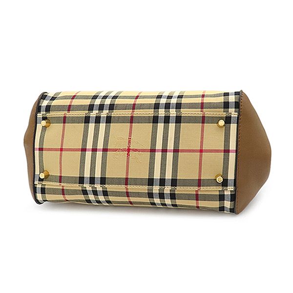 バーバリー BURBERRY トートバッグ ノバチェック キャンバス レザー ベージュ×ブラウン ゴールド金具 Horseferry Canterbury ショルダーバッグ 肩掛け 【中古】