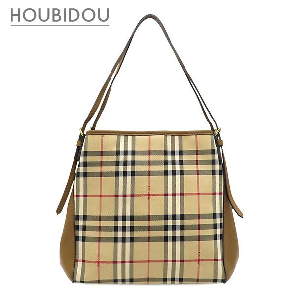 バーバリー BURBERRY トートバッグ ノバチェック キャンバス レザー ベージュ×ブラウン ゴールド金具 Horseferry Canterbury ショルダーバッグ 肩掛け 【中古】