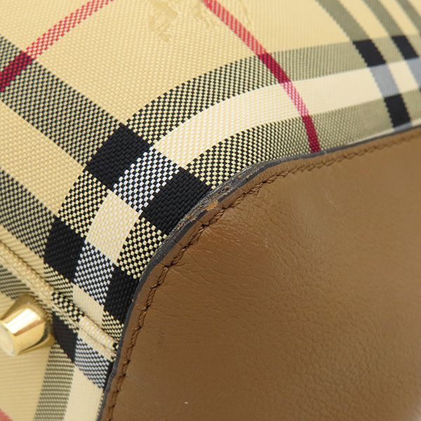 バーバリー BURBERRY トートバッグ ノバチェック キャンバス レザー ベージュ×ブラウン ゴールド金具 Horseferry Canterbury ショルダーバッグ 肩掛け 【中古】