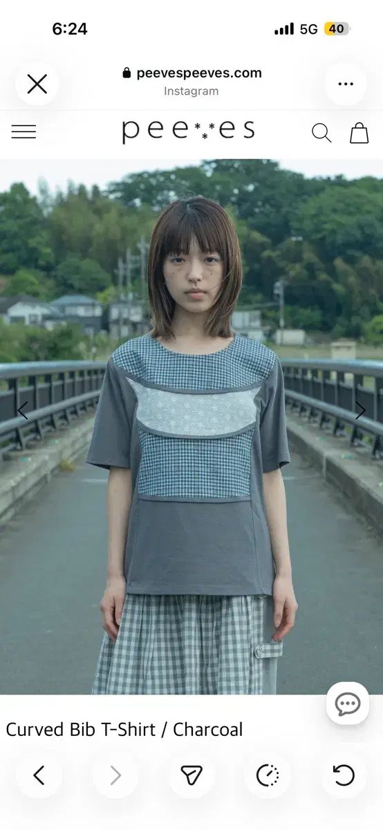 ピブスピブス Curved Bib T-Shirt / Charcoal