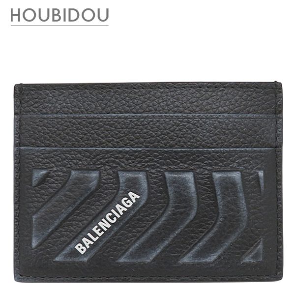 バレンシアガ BALENCIAGA カードケース ロゴ カードホルダー レザー ブラック カード入れ 定期入れ パスケース タイヤモチーフ 693547 【箱】【中古】