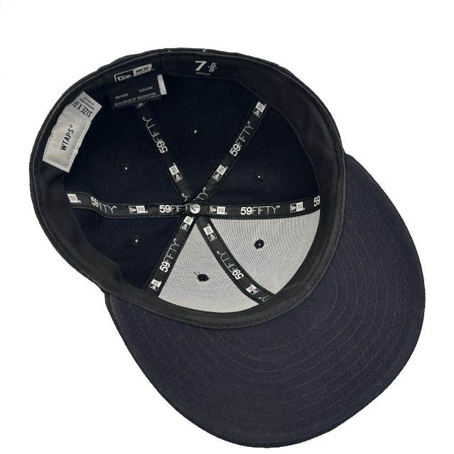 ダブルタップス WTAPS ×NEWERA ニューエラ 59FIFTY LOW PROFILE CAP POLY TWILL ロー プロファイル ロゴ刺繍 ベースボール キャップ 7 5/8 黒ブラック ブランド古着ベクトル 中古▲260612