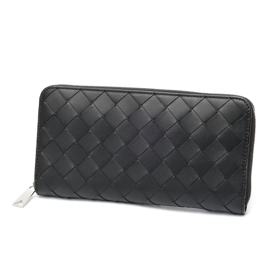 ボッテガヴェネタ / BOTTEGA VENETA　イントレチャート ジップ アラウンド ウォレット　814838　レザー　ブラック 【中古】