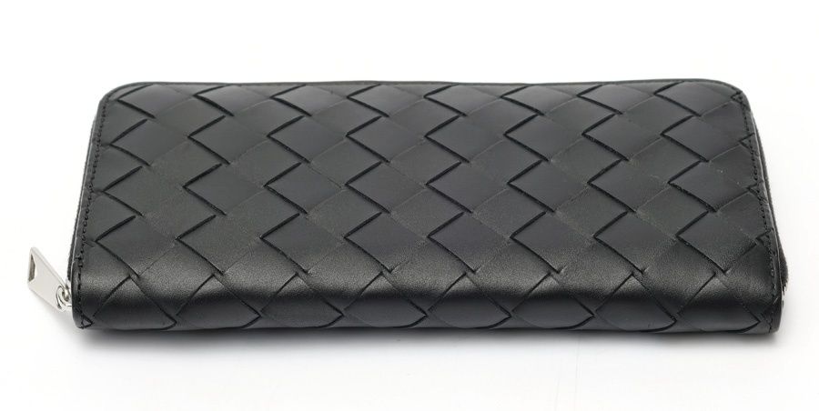 ボッテガヴェネタ / BOTTEGA VENETA　イントレチャート ジップ アラウンド ウォレット　814838　レザー　ブラック 【中古】