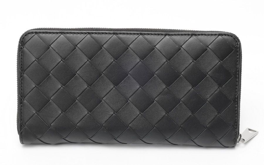 ボッテガヴェネタ / BOTTEGA VENETA　イントレチャート ジップ アラウンド ウォレット　814838　レザー　ブラック 【中古】