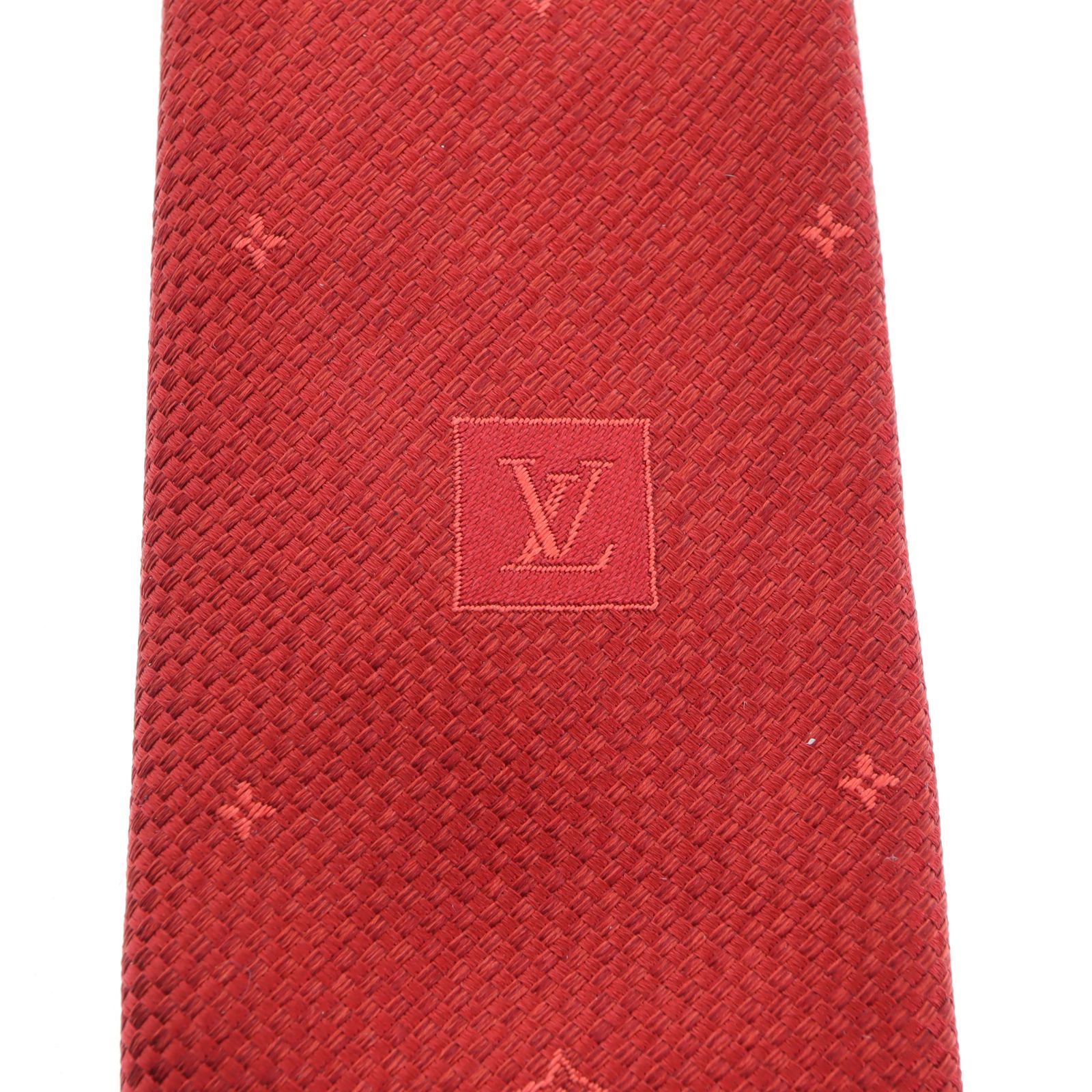 【中古】LOUIS VUITTON ルイ・ヴィトン M78580 ネクタイ グラヴァット・モノグラム レイン シルク100パーセント ファッション小物 レディース メンズ レッド ブランド