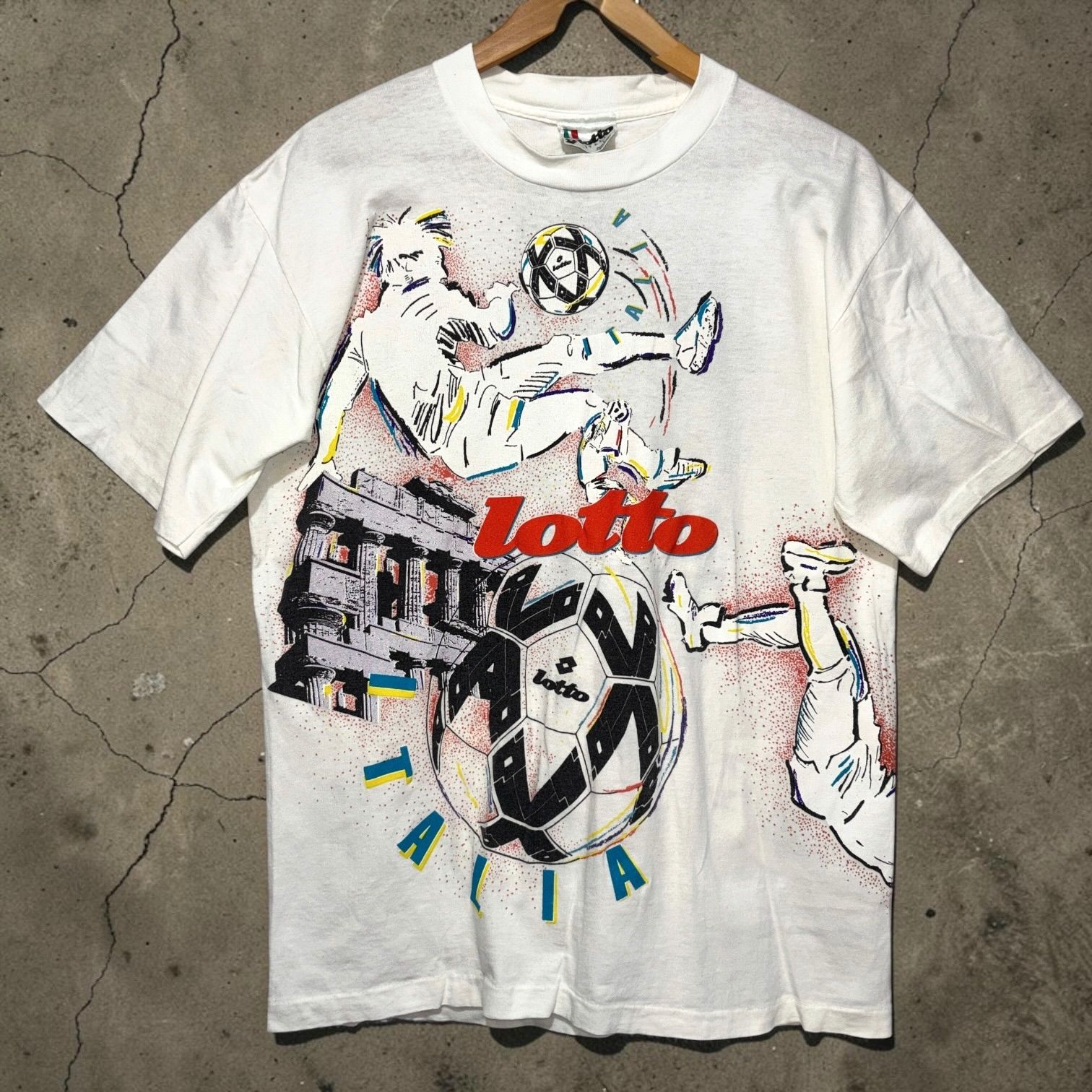 USA製 90s lotto Soccer S/S TEE L WHITE ロット サッカー 半袖Tシャツ 白 古着