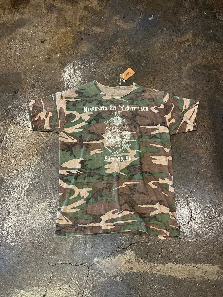 90s シングルステッチ ダメージド カモフラージュ 半袖Tシャツ L
