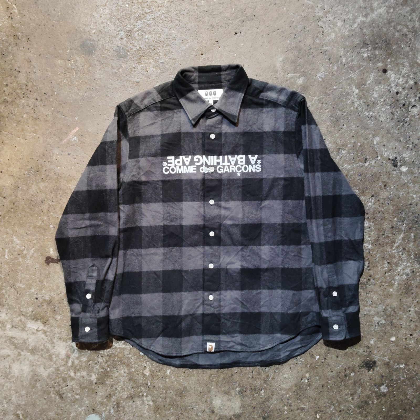 COMME des GARCONS × A BATHING APE 25aw 大阪店限定 ロゴプリント ブロックチェックシャツ コムデギャルソン アベイシングエイプ 2025aw