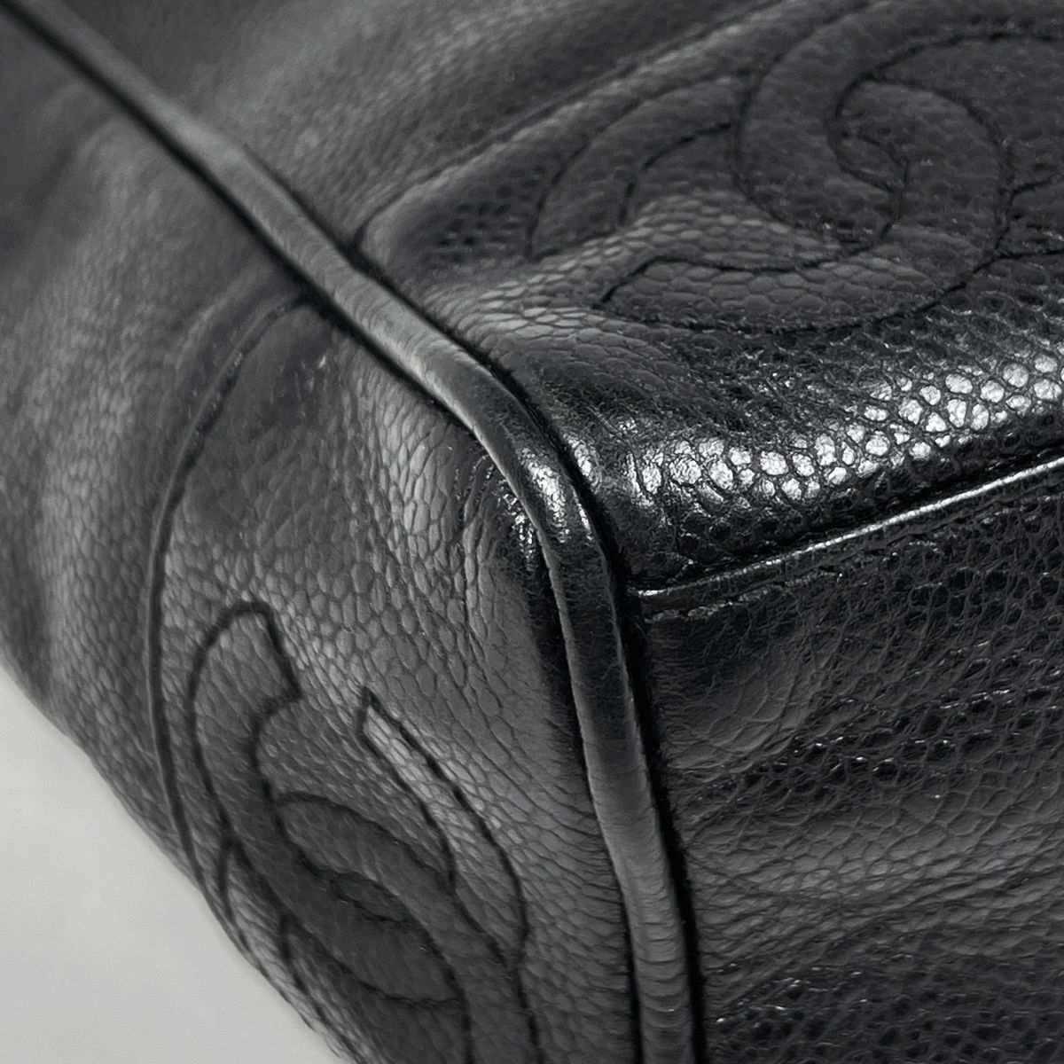 シャネル CHANEL トリプルココマーク チェーン トートバッグ ショルダーバッグ トートバッグ キャビアスキン ブラック レディース 【中古】