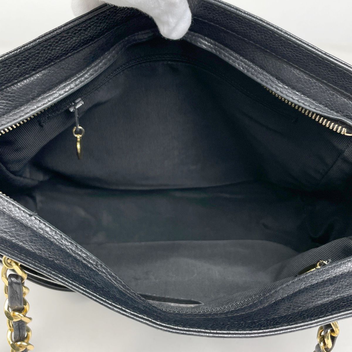 シャネル CHANEL トリプルココマーク チェーン トートバッグ ショルダーバッグ トートバッグ キャビアスキン ブラック レディース 【中古】
