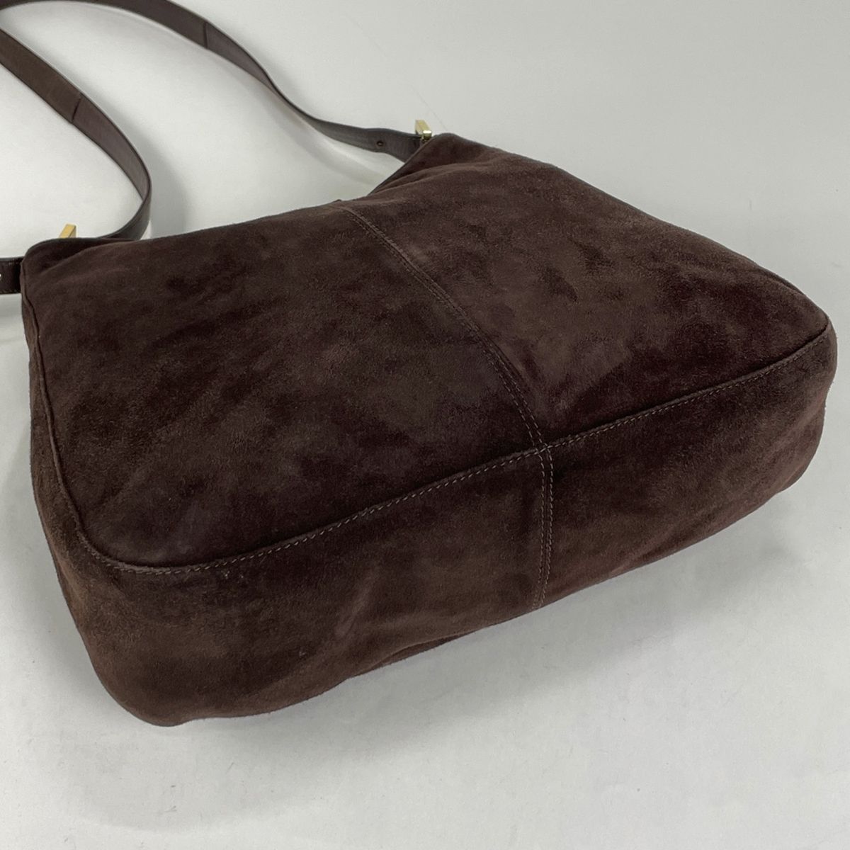 フェンディ FENDI ズッカロゴ ショルダーバッグ スエード ダーク