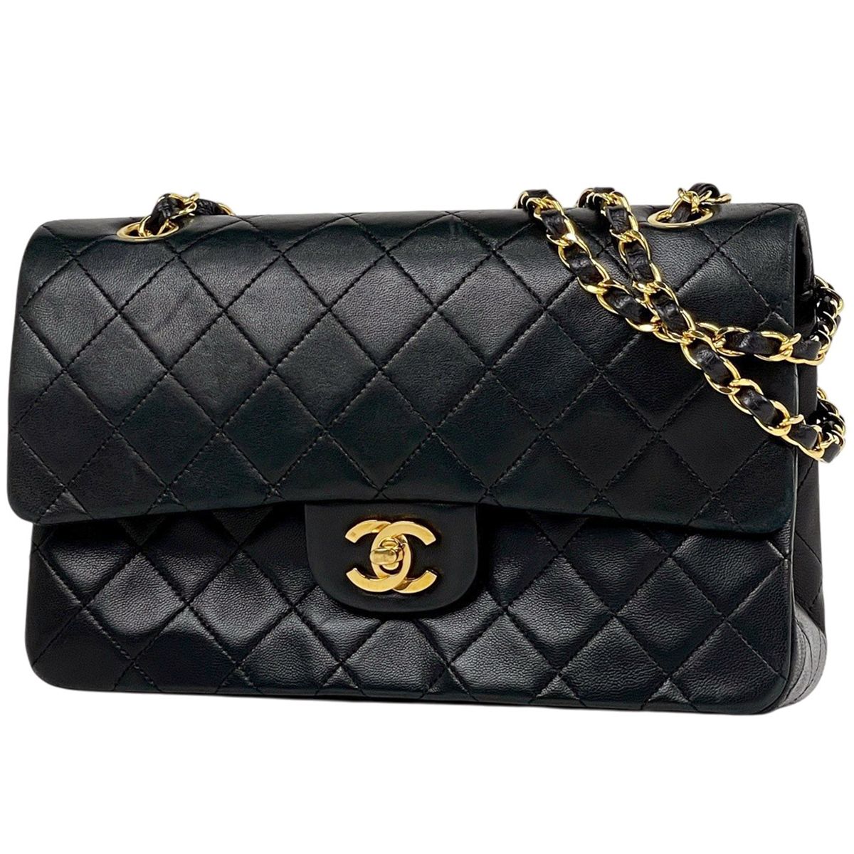 シャネル CHANEL マトラッセ Wフラップ チェーン ショルダーバッグ ココマーク ショルダーバッグ レザー ブラック A01112 レディース 【中古】