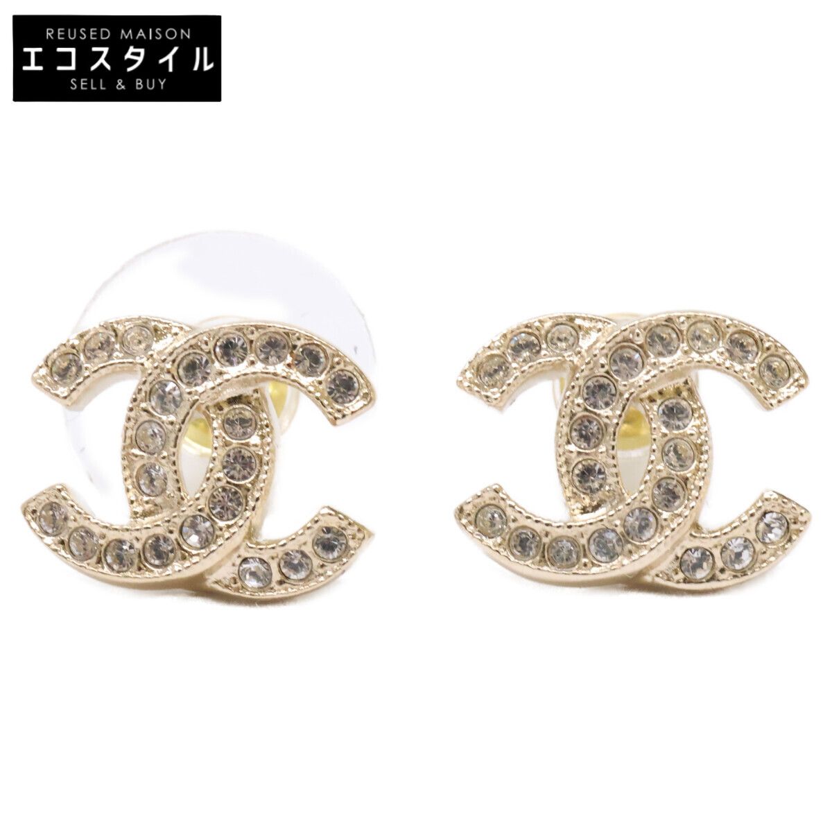 CHANEL　シャネル　【美品】F24V ココマーク ラインストーン スタッド