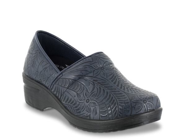 イージーストリート レディース シューズ スリッポン・ローファー Easy Works by Easy Street Lyndee SlipOn Navy Floral Embossed ネイビー