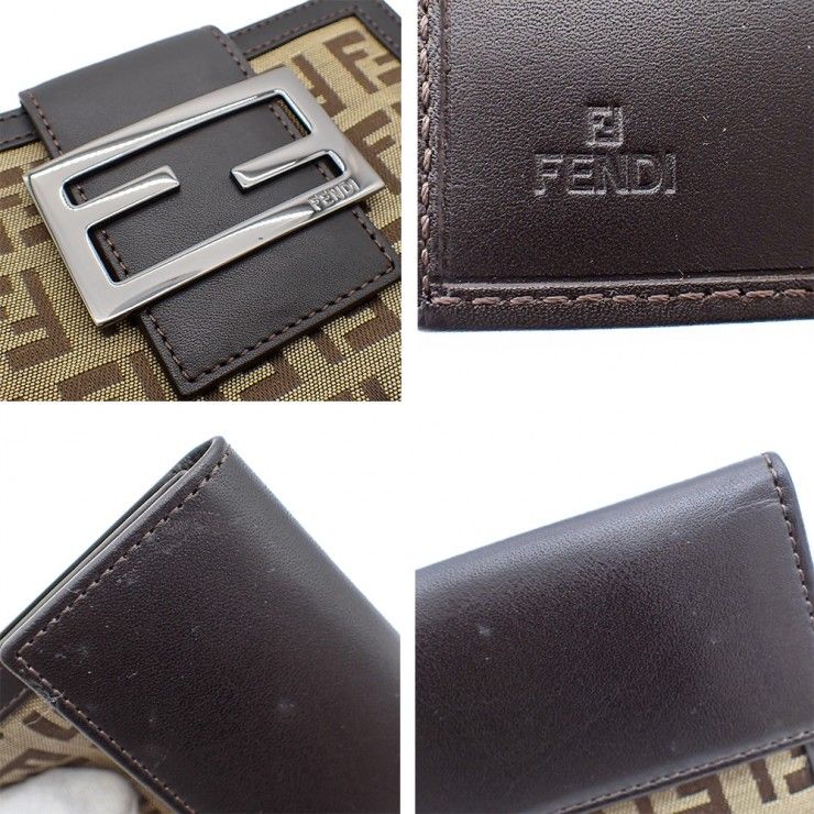 美品 FENDI フェンディ ズッキーノ ダブルホック二つ折り財布 8M0035