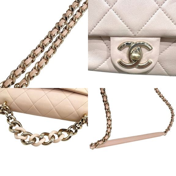 【中古】 CHANEL シャネル プラスチックチェーン マトラッセ 2wayフラップバッグ ピンク カーフレザー AS1353 ゴールド金具 ランダムプレート ショルダーバッグ チェーンバッグ レディース 26016034 HO