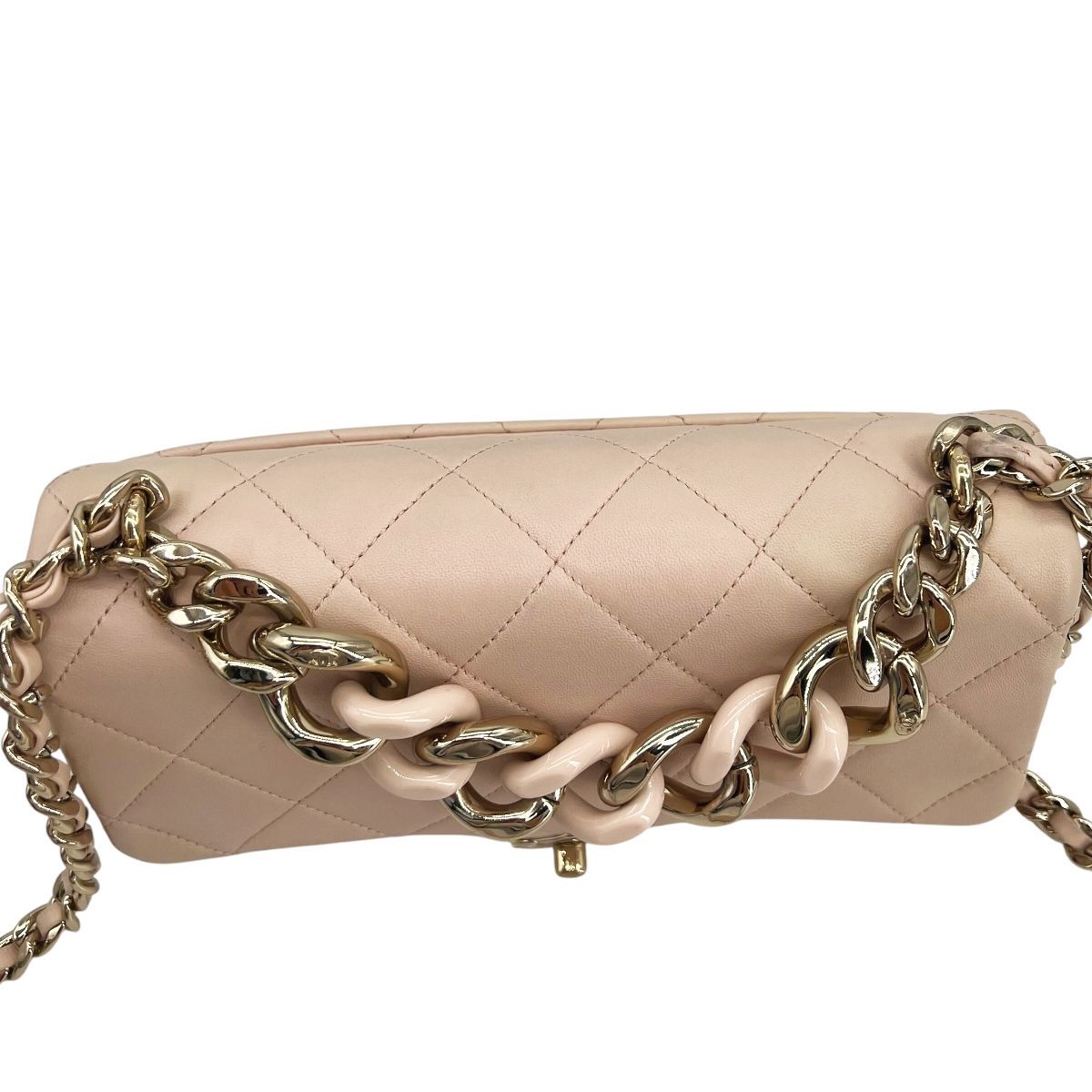 【中古】 CHANEL シャネル プラスチックチェーン マトラッセ 2wayフラップバッグ ピンク カーフレザー AS1353 ゴールド金具 ランダムプレート ショルダーバッグ チェーンバッグ レディース 26016034 HO