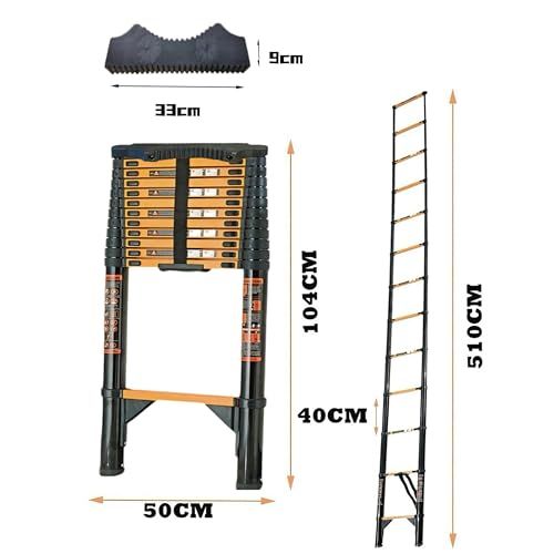 Hooha 伸縮はしご 6.3m/5.1m/3.9m 多機能はし 軽量 滑り止めゴム製緩衝パッド 付き 持ち運びやすい& 安全クロスバー&安全ロック&日本語説明書 折り畳み 伸縮自在 自動ロック スライド式 伸縮梯子 適合 高所作業 そうじ 室内室外両用 Ju