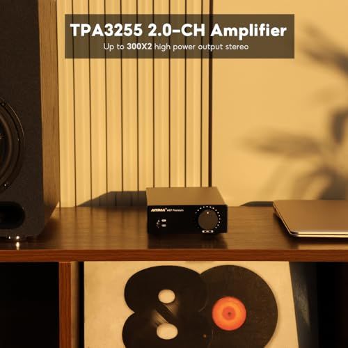 AIYIMA A07 Premium TPA3255 パワーアンプ 300Wx2 D級ステレオデジタルオーディオアンプ 2.0chアンプ パッシブスピーカー用ホームオーディオ（A07＋DC32V電源アダプター）Ju