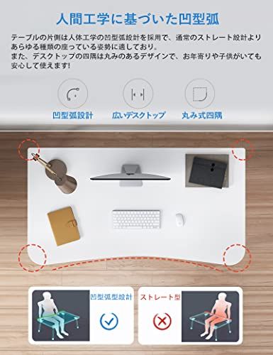 [Rshtong] デスク パソコンデスク 勉強机 北欧 木製 机 幅100cm×奥行50cm PCデスク 在宅勤務 リモートワーク用 おしゃれテーブル シンプル 化粧台 作業机 仕事用 組立簡単 (白い, 幅100cm)ｍａ