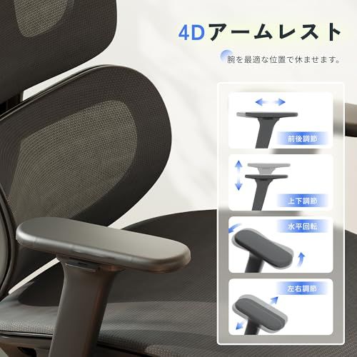 FLEXISPOT オフィスチェア デスクチェア C7 人間工学 エルゴノミクスチェア メッシュチェア 独立型ランバーサポート リクライニング可能 シンクロロッキング 座面奥行調整可能 2Dヘッドレスト 4Dアームレスト フットレスト付き C7 Lite ｍａ